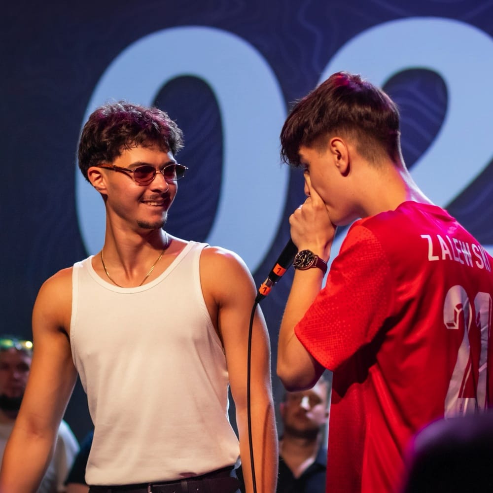 Zdjęcie z bitwy beatboxowej podczas Polish Beatbox Battle 2025.